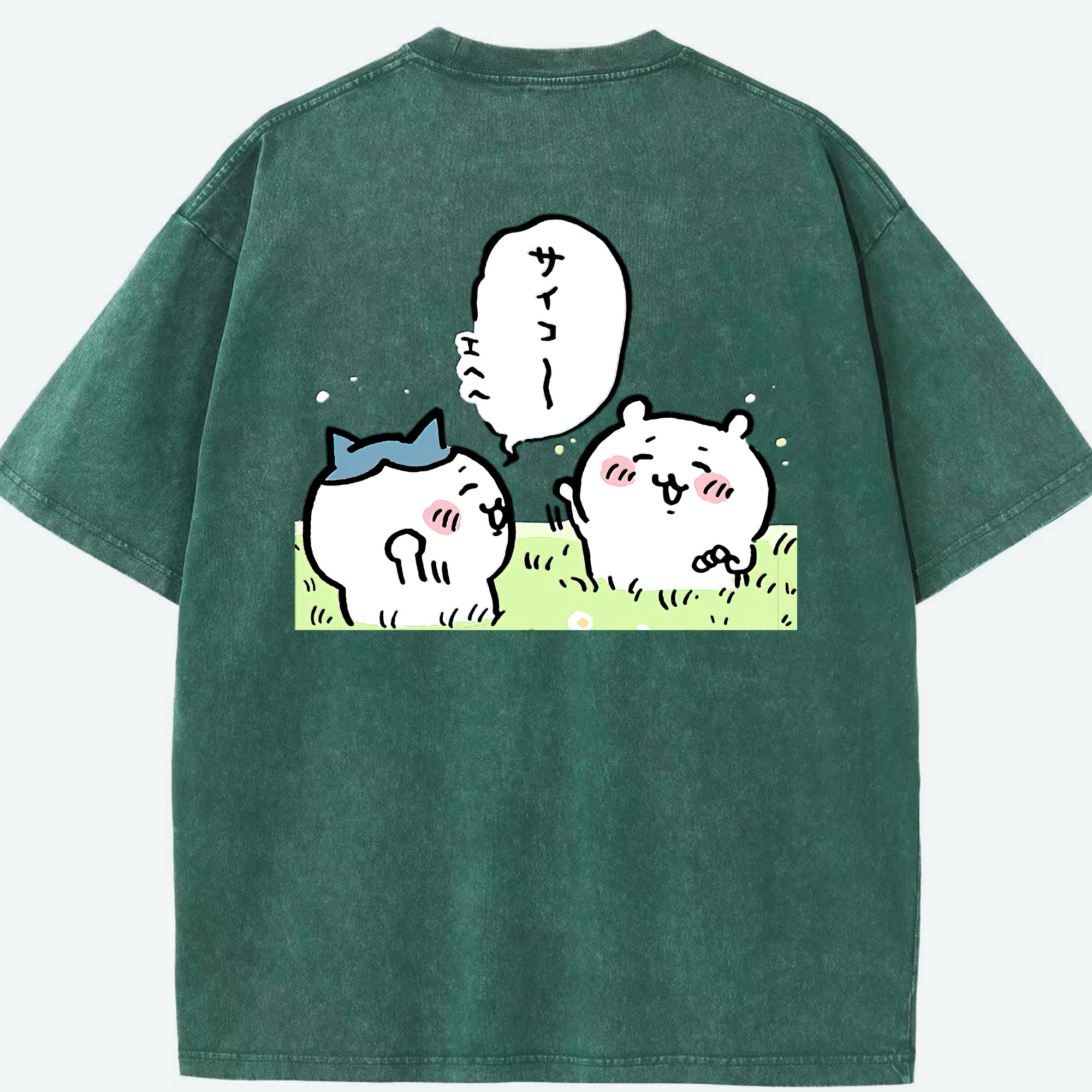 （画像用） ちいかわ ちいかわ Chii-kawa chiikawa 綿100% ヴィンテージ風 半袖Tシャツ（背面プリント）